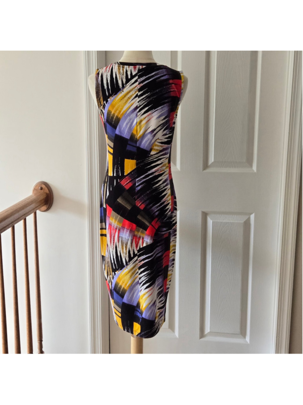 APT. 9 Womens Bodycon Midi Black Multi-Color Abstract Sleeveless Dress Sz S - Picture 2 of 8